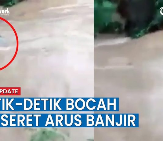 Video Detik detik Seorang Bocah Terseret Arus Banjir di Majalengka