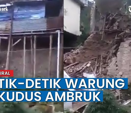 Detik-detik Warung di Kudus Roboh Karena Longsor Terekam Kamera: Astaghfirullah, Awas!