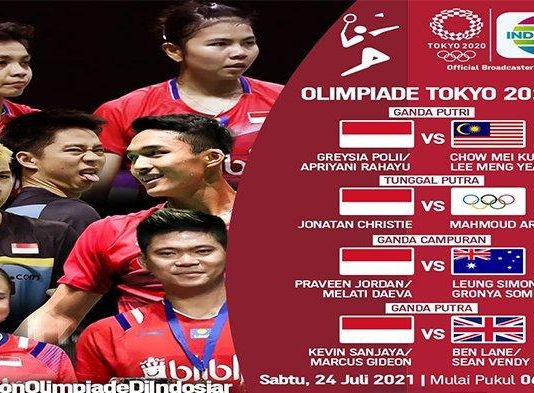 Hari Ini Rabu 28 Juli 2021, Jadwal Live Badminton Olimpiade Tokyo 2020 di Indosiar